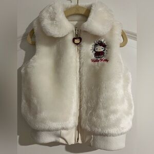 Hello Kitty Girls Reversible Vest Faux Fur On One Side, Slick On The Other Side
